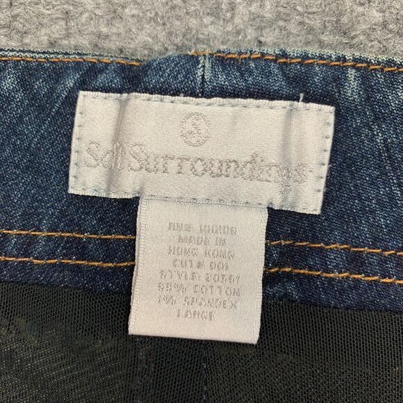 Vintage Soft Surroundings Denim Trousers Women L Large Retro Zip Front Wide Leg - Picture 5 of 13